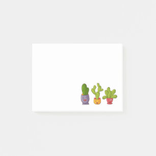 Bloco De Notas Gráfico de três cactos bonitos em Potes de flores
