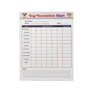 Bloco De Notas Gráfico de Vacinação de Cães