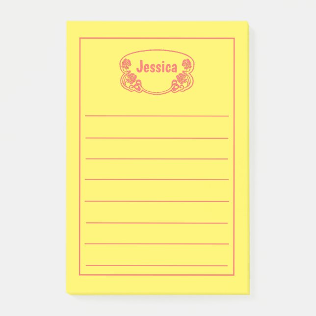 Bloco De Notas Gráfico Nameplate com estrutura vermelha ornamenta (Frente)