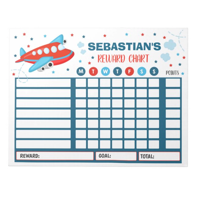 Bloco De Notas Gráfico Personalizado de Chore do Avião do Gráfico (Frente)