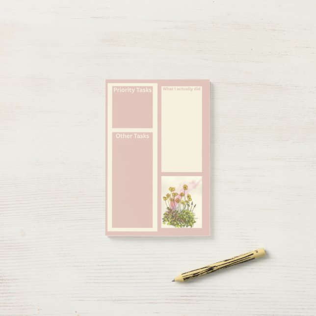 Bloco De Notas Grande Posto Com Poppies Amarelos (Na mesa)