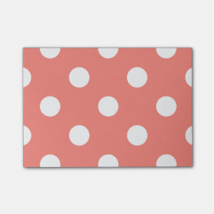 Bloco De Notas Grandes bolinhas - branco no rosa coral