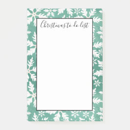 Bloco De Notas Grandes Flocos Brancos De Neve A Cair Em Xmas Verd