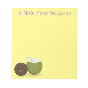 Bloco De Notas Grátis feliz desenho animado de coconuts kawaii