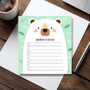 Bloco De Notas Grátis Urso Verde para Fazer Lista de Filhos Ilust