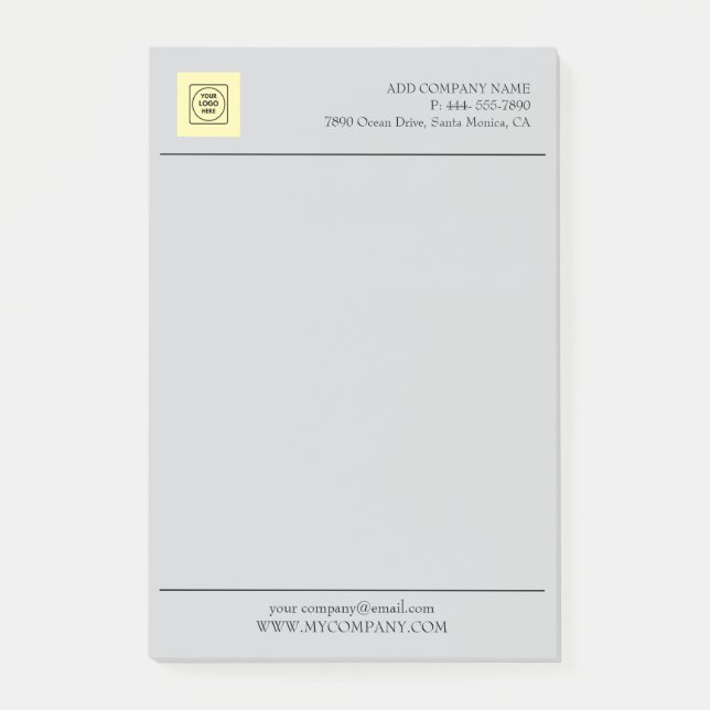 Bloco De Notas Gray Business Logo Branding Minimal letterhead (Frente)