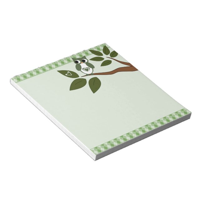 Bloco De Notas Green Argyle Love Owl (Inclinado)