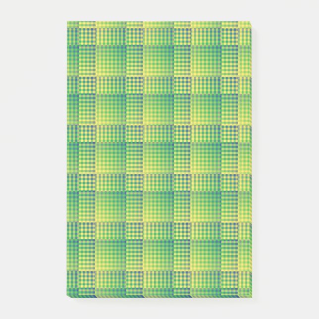 Bloco De Notas Green Blue Checker Abstract Pattern (Frente)