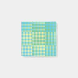 Bloco De Notas Green Blue Yellow Checker Patchwork Pattern