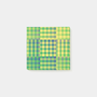 Bloco De Notas Green Blue Yellow Checker Patchwork Pattern