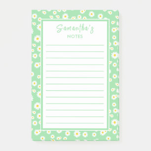 Bloco De Notas Green Boho Primavera Daisies