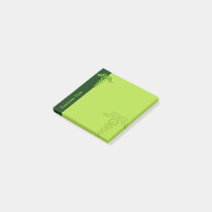 Bloco De Notas Green Celtic Knot Caduceus