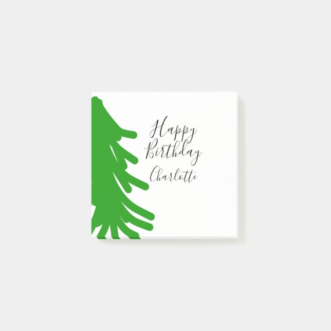 Bloco De Notas Green Christmas tree happy birthday December winte (Frente)