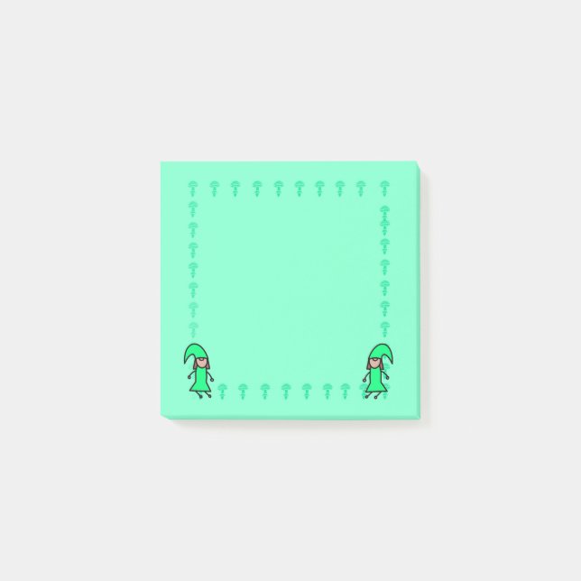 Bloco De Notas Green Gnome with Mushrooms Post it Notes (Frente)