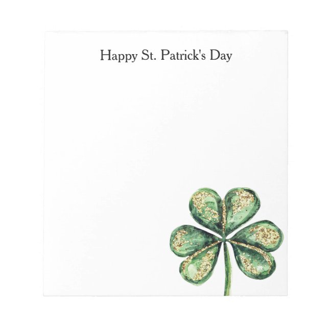 Bloco De Notas Green Gold Glitz Shamrock St. Patrick's Day (Frente)
