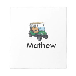 Bloco De Notas Green golf car name man sports boy gifts letter