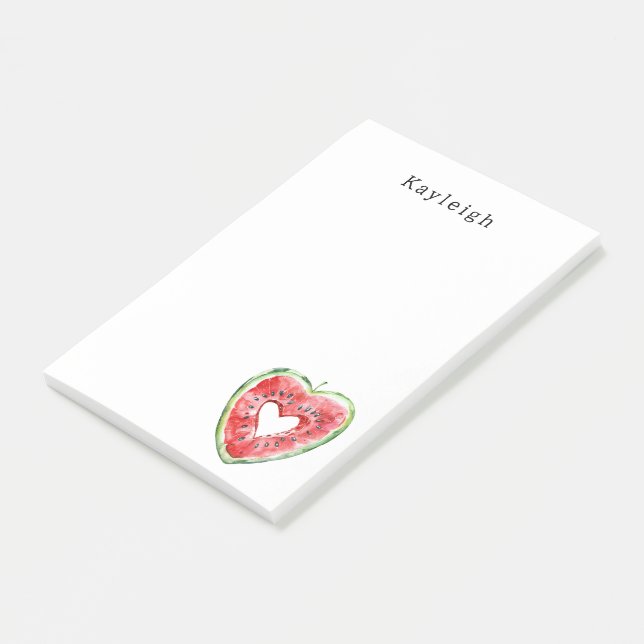 Bloco De Notas Green Red Heart Watermelon Birthday (Inclinado)