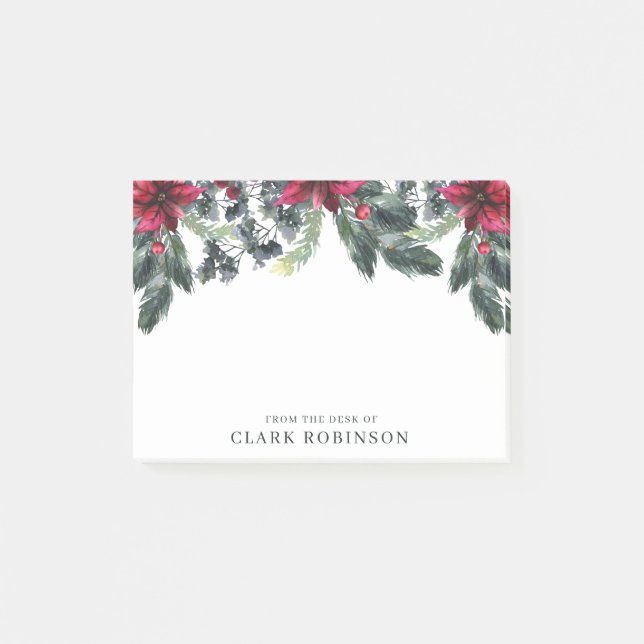 Bloco De Notas Green Spruce Red Poinsettia Natal (Frente)