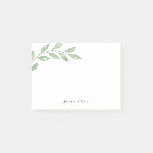 Bloco De Notas Greenery Calliografia Personalizada (Frente)