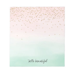 Bloco De Notas Grelha Brilhante Brilhante Rosa Mint Confetti Dour