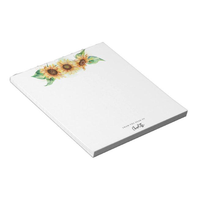 Bloco De Notas Grelha de girassol floral Botânica de roteiro (Inclinado)