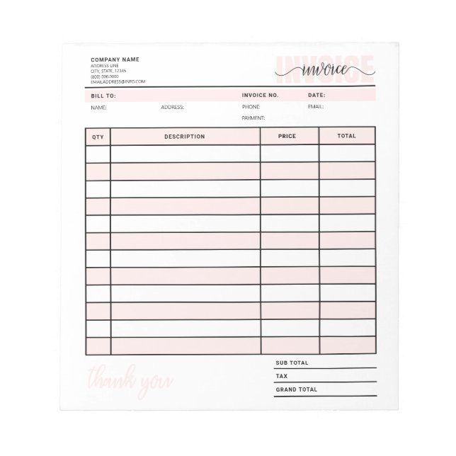 Bloco De Notas Grelha-Rosa Ordem de NFF Comercial Recebimento de  (Frente)