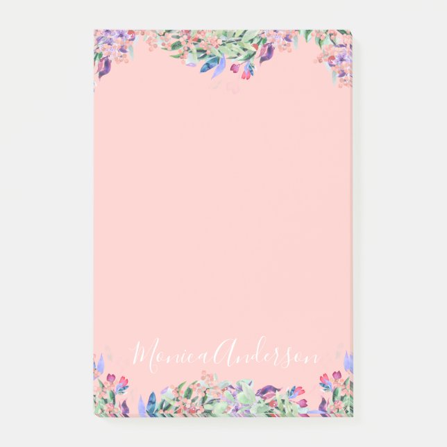 Bloco De Notas Grinalda Pastel - luz - rosa personalizado (Frente)