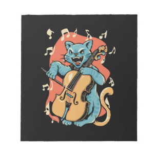 Bloco De Notas Gritando Músico Gato Tocando Cello
