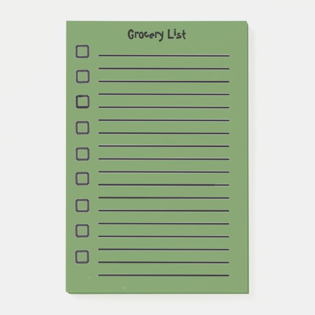 Bloco De Notas Grocery List Green Sticky Notes Edição segundo (Frente)