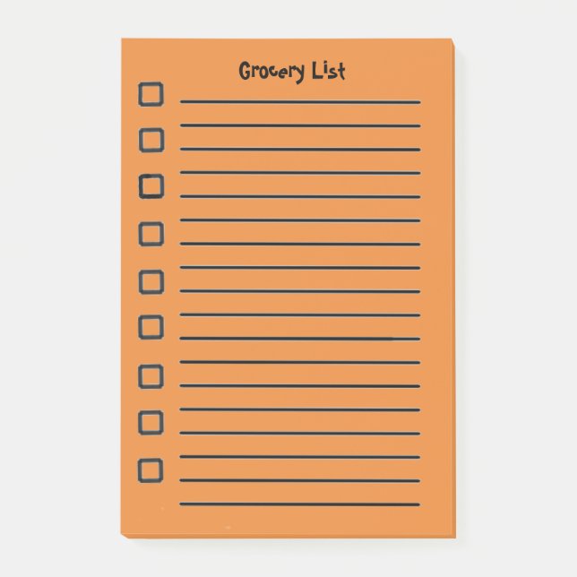 Bloco De Notas Grocery List Orange Sticky Notes segundo Edition (Frente)
