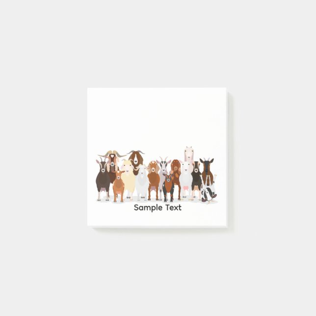 Bloco De Notas group of various breeds of goats design post it (Frente)