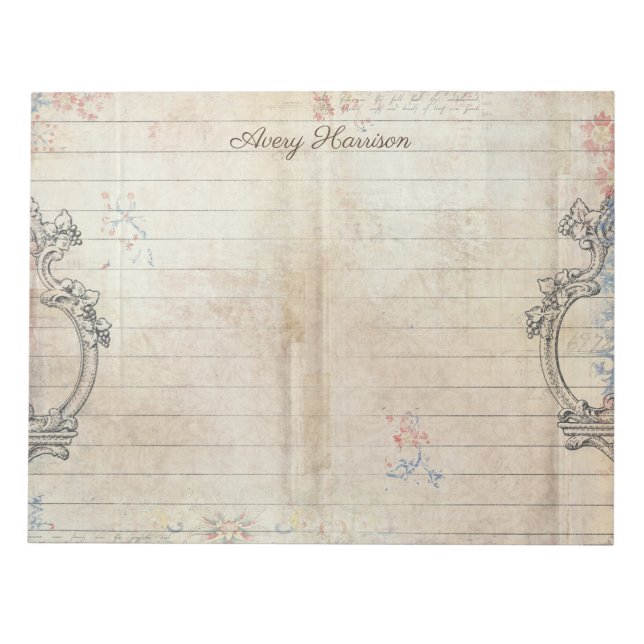 Bloco De Notas Grunge de Chique Vinculado Antiquado de Vintagem P (Frente)