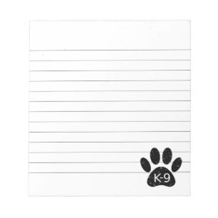 Bloco De Notas Grunge Distressed Dog Paw K-9 Lined
