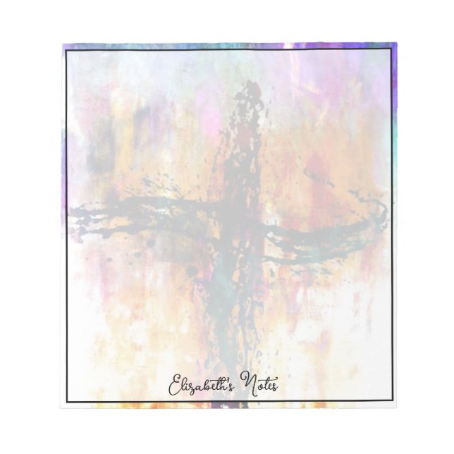 Bloco De Notas Grunge impressionista cruz personalizada (Frente)