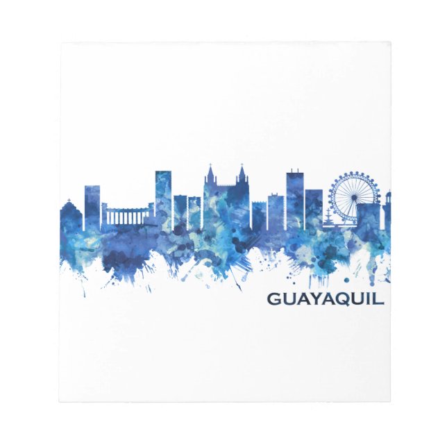 Bloco De Notas Guayaquil Equador Skyline Blue (Frente)