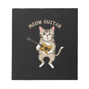 Bloco De Notas Guitarista Meow Guitar Cuide Gato Jogando Violão X