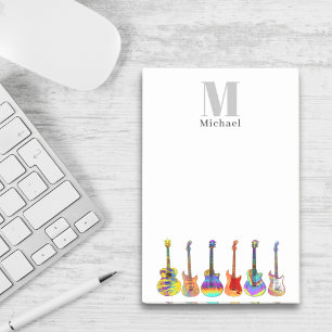 Bloco De Notas Guitarras Coloridas Monograma
