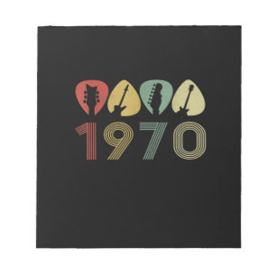 Bloco De Notas Guitarrista Guitarra Picada 1970 Aniversário Guita