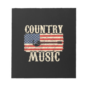Bloco De Notas Guitarrista Música Country Guitarra Bandeira Ameri