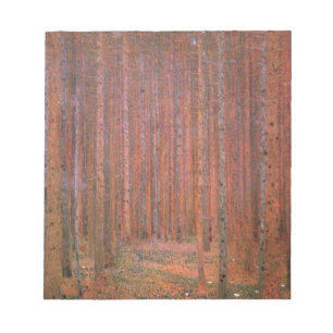 Bloco De Notas Gustav Klimt Fir Forest Tannenwald árvores vermelh