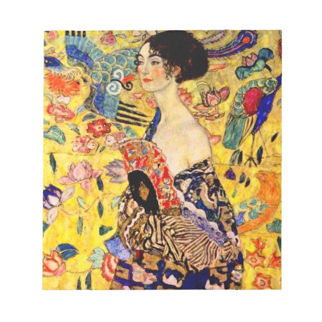 Bloco De Notas Gustav Klimt Lady com ventilador (Frente)