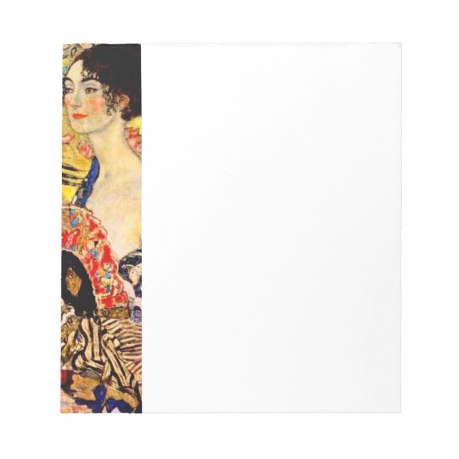 Bloco De Notas Gustav Klimt Lady com ventilador atualizado (Frente)
