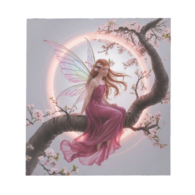 Bloco De Notas Hada mágica entre flores de cerezo – Ilustración d (Frente)