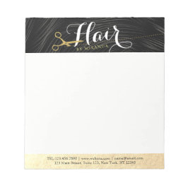 Bloco De Notas Hair Salon Hairstylist Tesoura Dourada Preta Moder