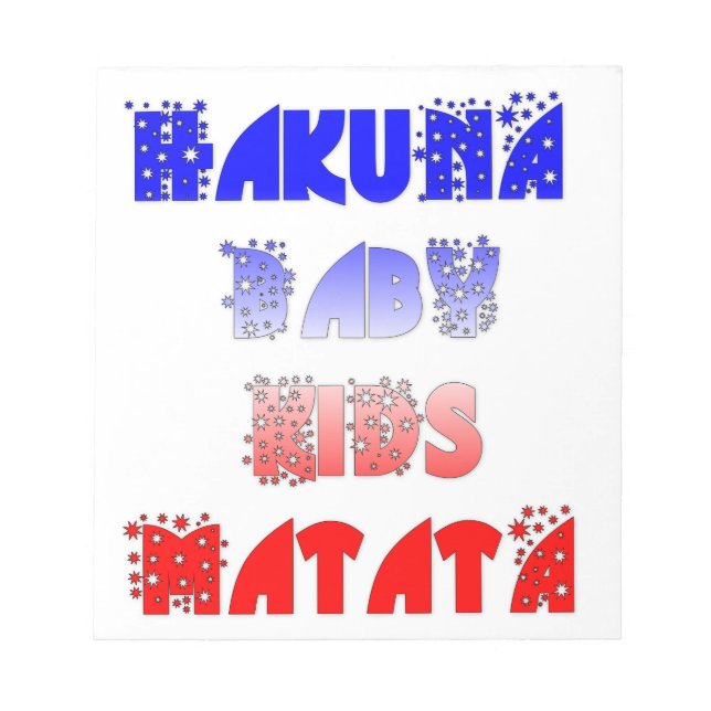 Bloco De Notas Hakuna Matata Baby & Kids: Design de cor francesa (Frente)