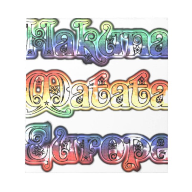 Bloco De Notas Hakuna Matata Europe Art Impressão/Graphic (Frente)