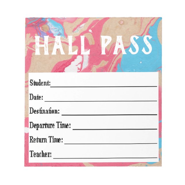 Bloco de notas Hall Pass (Frente)