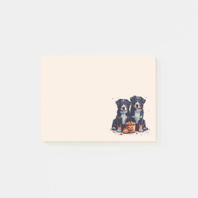 Bloco De Notas Halloween Bernese Mountain Dogs Pumpkin (Frente)