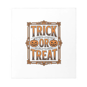 Bloco De Notas Halloween Doces ou Travessuras Abóboras Caveiras E