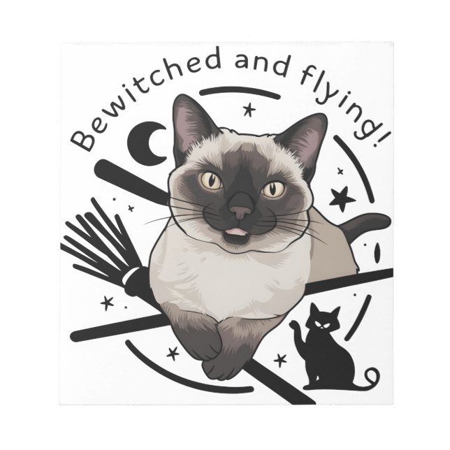 Bloco De Notas Halloween Elegance: O gato siamês voador (Frente)